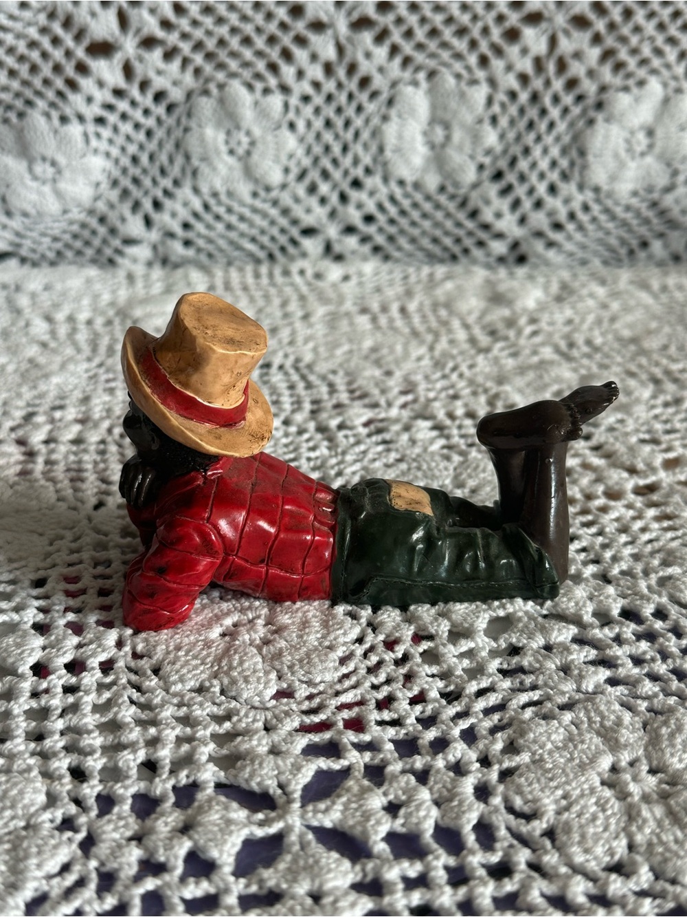 Vintage Lepco Ceramic Figurine Boy with Tan Hat - Home Art Ceramic Accent - Picture 5 of 6